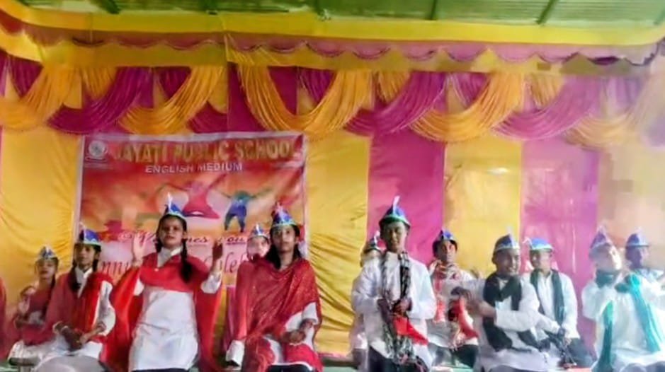 Students performing on stage